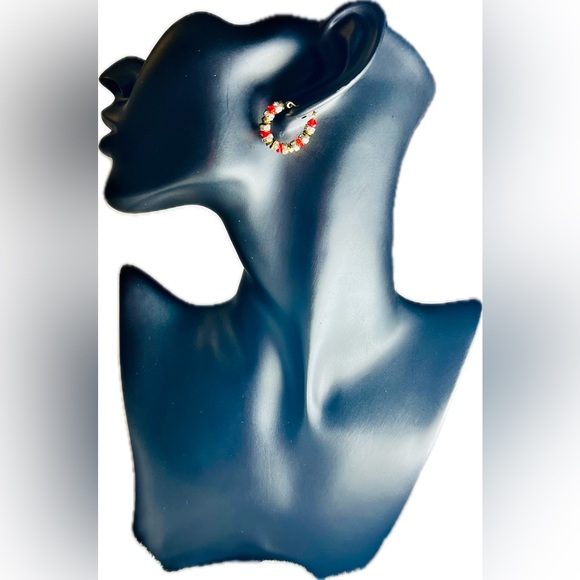 Swarovski Crystals Earrings in Red, Gold and Silver Colors Gold Tone Accent - Picture 2 of 5